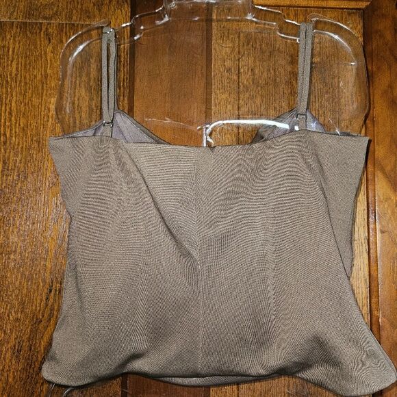 COMMENSE Brown Velvet Velour Draped Halter Camisole Top size L NWT - Picture 5 of 6